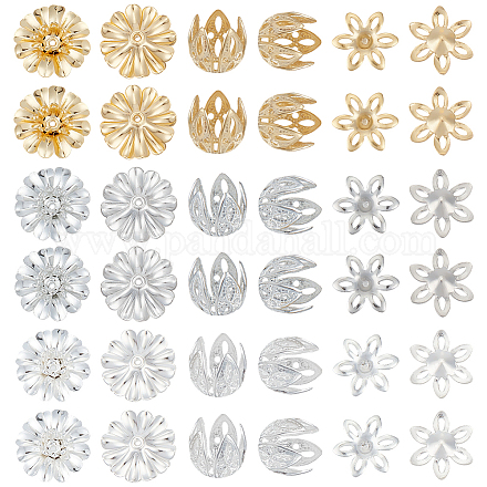 90шт. 9 набора латунных колпачков для бусин KK-ME0001-91-1