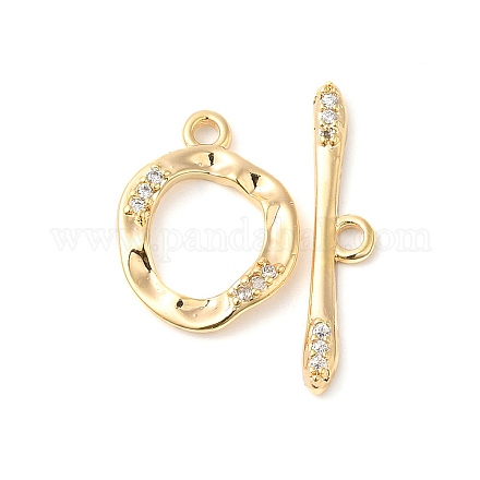 Brass Micro Pave Clear Cubic Zirconia Toggle Clasps KK-P234-81G-1