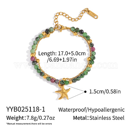 Минималистичные браслеты из натурального зеленого авантюрина и цепочек-спутников PC9260-1-1