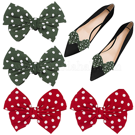 Gorgecraft 4 pièces 2 couleurs rétro à pois motif polyester bowknot décorations de chaussures FIND-GF0005-02-1