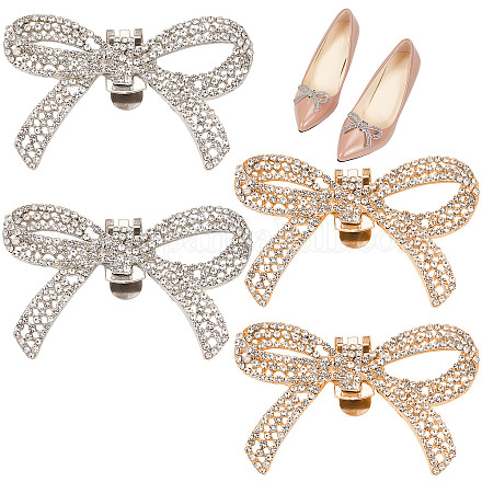 Craspire 4 pièces 2 couleurs alliage cristal strass décorations de chaussures de mariage FIND-CP0001-41A-1