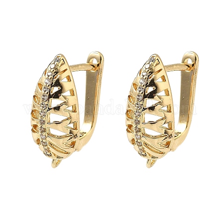 Фурнитура для сережек-колец в форме слезы с микропаве из латуни и прозрачными кубическими цирконами KK-G536-04G-1