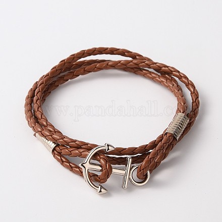 3 imitation -loop bracelets d'enveloppe de cuir BJEW-J114-01C-1