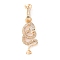 Brass Micro Pave Cubic Zirconia Fold Over Clasps, Snake, Real 18K Gold Plated, 42mm