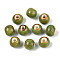 Handmade Porcelain Beads, Rondelle, Fancy Antique Glazed Porcelain, Yellow Green, 8.2~9x7~7.5mm, Hole: 2.5~3mm