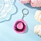 Hat Plastic Keychains, with Iron Split Key Rings, Platinum, Hot Pink, 104mm