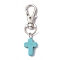 Synthetic Turquoise Cross Pendant Decorations, with Alloy Swivel Lobster Claw Clasps, Platinum, 50mm, 2pcs/set