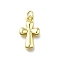 Brass Pendants, Cross Charms, Long-Lasting Plated, Lead Free & Cadmium Free, Rack Plating, with Jump Ring, Real 18K Gold Plated, 17.5x10x2.5mm, Hole: 3mm