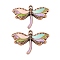 Alloy Enamel Pendants, Red Copper, Dragonfly, 23.5x34.5x2.5mm, Hole: 1.8mm