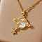Stylish and Simple Brass Clear Cubic Zirconia Star Moon Planet Pendant Necklaces for Daily Wear, Golden, 15.75 inch(40cm)