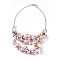 Shell Bib Statement Necklaces, with Acrylic Imitation Pearl and Iron Rolo Chains, Platinum, 21.8 inch(55.5cm)