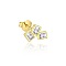 Rectangle 925 Sterling Silver Micro Pave Clear Cubic Zirconia Stud Earrings, Golden, 6.3x9.6mm