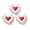 Handmade Lampwork Bumpy Beads Heart, with Enamel, White, 16~17x18x7mm, Hole: 1.2mm