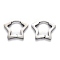 Tarnish Resistant 304 Stainless Steel Star Huggie Hoop Earrings, Stainless Steel Color, 14x18.5x3mm, Pin: 1mm