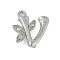 Brass Crystal Rhinestone Letter Links Connector Charms, Real Platinum Plated, Letter V, 13x12x3.5mm, Hole: 1.2mm and 1.5mm