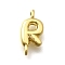 Brass Connector Charms, Lead Free & Cadmium Free, Long-Lasting Plated, Rack Plating, Real 18K Gold Plated, Letter R, 13x6.5x2.5mm, Hole: 1.2mm