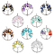 10Pcs 10 Styles Natural & Synthetic Mixed Gemstone Chip Pendants, Tree of Life Charm, with Platinum Tone Brass Findings, 29x5~7mm, Hole: 4.5mm, 1pc/style