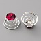 Fashion Iron Spirl Coils Hair Clip, with Glass Rhinestone, Hair Accessories for Women, Fuchsia, 14x10.5mm