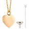 Stainless Steel Heart Cinerary Casket Pendant Necklaces, with 304 Stainless Steel Mini Funnel, Golden, Necklaces: 21.46 inch(54.5cm)