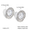 304 Stainless Steel Oval Stud Earrings, with Imitation Pearl, Silver, 18.6x18.2mm