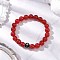 Natural Carnelian Stretch Bracelets, Cross, with 304 Stainless Steel European Beads, Inner Diameter: 2-1/4 inch(5.8cm)