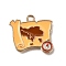 Alloy with Enamel Pendants, Nautical Charms, Light Gold, Sandy Brown, Map, 19x20x1.5mm, Hole: 1.8mm