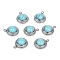 Synthetic Turquoise Half Round Charms, with 304 Stainless Steel Findings, Platinum, 12.5x10x5mm, Hole: 1.2mm