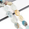 Natural Flower Amazonite Beads Strands, Flat Oval, Faceted, 18x13~13.5x5.5~6mm, Hole: 1.2mm, about 11pcs/strand, 7.87 inch(20cm)