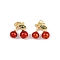 Brass Enamel Pendants, Cherry Charms, with Jump Rings, Rack Plating, Real 18K Gold Plated, Lead Free & Cadmium Free, Long-Lasting Plated, Red, 17.5x17.5x7.5mm, Hole: 3.4mm