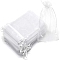 Organza Packing Drawstring Bags, for Christmas Party, Rectangle, White, 15x10cm