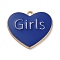 Alloy Enamel Pendants, Golden, Word Girls, Heart, 27x30x2.5mm, Hole: 2.5mm