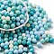Opaque Acrylic Beads, Round, Sky Blue, 7~7.5x7.5~7.8x7.5~7.8mm, Hole: 1.6mm