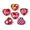 Transparent Glass Beads, Heart, with Enamel, Mixed Color, 19~20x20.5x8.5~9mm, Hole: 1~1.2mm