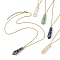 Natural Mixed Gemstone Faceted Bullet Shaped Pendant Necklaces, with 304 Stainless Steel Cable Chain, Golden, 17.72 inch(45cm)