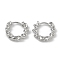 Brass Hoop Earrings, Croissant, Real Platinum Plated, 13.5x4.5mm