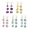 Dyed Natural Quartz Nugget Dangle Stud Earrings, 304 Stainless Steel Long Drop Earrings, Mixed Color, 65~67x11~17mm