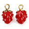 Alloy Enamel Pendants, Fruits Charms, Strawberry, 16x10x9.5mm, Hole: 2mm
