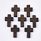 Wooden Pendants, Dyed, Cross, Coconut Brown, 21~22x14~15x4~5mm, Hole: 1.8mm