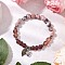 Natural Zebra Jasper & Glass Beaded Stretch Bracelets for Women Men, with Alloy Leaf Charm, Inner Diameter: 2-1/8 inch(5.3cm)