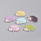 2-Hole Printed Wooden Buttons, Dyed, Hedgehog, Mixed Color, 32.5x23x2mm, Hole: 1.5mm