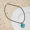 Alloy Glass Evil Eye Pendant Black Waxed Cord Necklaces, Antique Bronze & Platinum, Light Sky Blue, 24.41 inch(62cm)