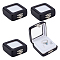 PU Leather Jewelry Gift Storage Box, Visible Window Jewelry Case with Iron Clasps, Rectangle, Black, 6.05x5.7x2.3cm