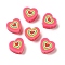 Polymer Clay Bead, Heart, Hot Pink, 8.5x9x4mm, Hole: 2mm