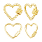 4Pcs Brass Screw Carabiner Lock Charms, Heart, Real 18K Gold Plated, 21.5~23x24~26x2~3mm, 2pcs/style