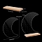 Clear Acrylic Earring Jewelry Display Stands, Earring Organzier Holder with Wooden Base, Moon, 20x16x0.2cm
