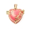 Brass Enamel Prayer Box Pendants, Heart Charm, Pale Violet Red, 20x18x11.5mm, Hole: 3mm