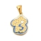 304 Stainless Steel Pendants, with Enamel, Ion Plating(IP), Laser Cut, Real 18K Gold Plated, Letter B, 18x14.5x1.5mm, Hole: 5.5x2.5mm