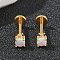 304 Stainless Steel Synthetic Opal Stud Earrings, with 316 Stainless Steel Needle, Golden, Square, 4x3mm