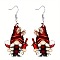 Christmas Acrylic Dangle Earrings, Santa Claus with Red Wine, Platinum, Dark Red, 30mm