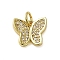 Brass Micro Pave Clear Cubic Zirconia Pendants, Butterfly, Real 18K Gold Plated, 10x12x2.5mm